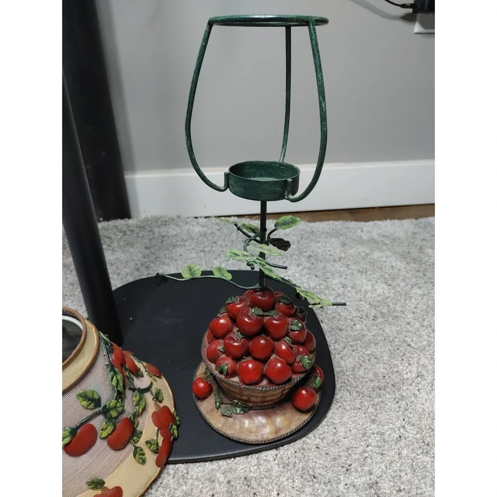 90s Vintage Home Interiors 3D Apple Basket Lamp Shade Votive Candle Holder Decor
